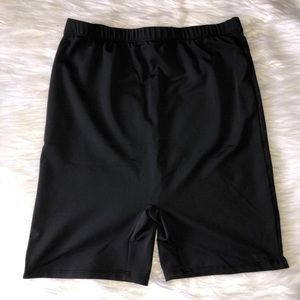 Solid Black Biking / Cycling High Waisted Shorts